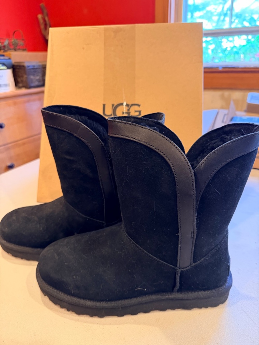 UGG Black Suede Short Ankle Boots